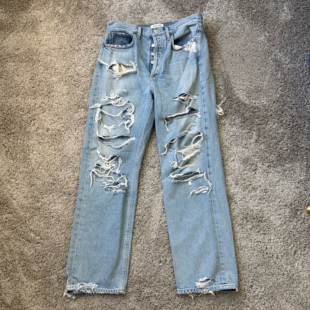 AGOLDE 90s mid rise loose fit straight leg denim jeans in unhinged size 27